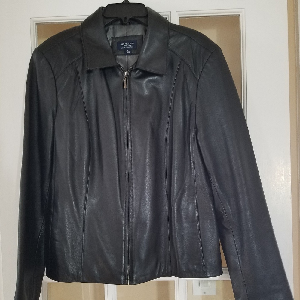 Ladies black leather jacket